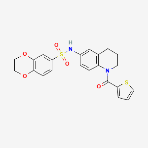 molecular formula C22H20N2O5S2 B6568540 N-[1-(thiophene-2-carbonyl)-1,2,3,4-tetrahydroquinolin-6-yl]-2,3-dihydro-1,4-benzodioxine-6-sulfonamide CAS No. 946258-37-3