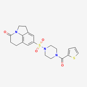 molecular formula C20H21N3O4S2 B6568541 6-{[4-(thiophene-2-carbonyl)piperazin-1-yl]sulfonyl}-1-azatricyclo[6.3.1.0^{4,12}]dodeca-4(12),5,7-trien-11-one CAS No. 946310-76-5