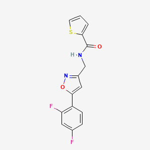 molecular formula C15H10F2N2O2S B6568544 N-{[5-(2,4-difluorophenyl)-1,2-oxazol-3-yl]methyl}thiophene-2-carboxamide CAS No. 1021217-00-4