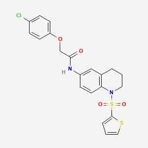 molecular formula C21H19ClN2O4S2 B6568549 2-(4-chlorophenoxy)-N-[1-(thiophene-2-sulfonyl)-1,2,3,4-tetrahydroquinolin-6-yl]acetamide CAS No. 946260-12-4