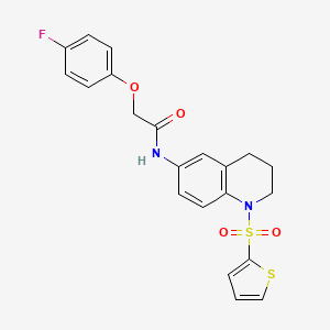 molecular formula C21H19FN2O4S2 B6568555 2-(4-fluorophenoxy)-N-[1-(thiophene-2-sulfonyl)-1,2,3,4-tetrahydroquinolin-6-yl]acetamide CAS No. 946212-44-8