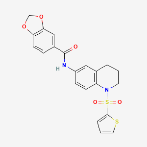 molecular formula C21H18N2O5S2 B6568557 N-[1-(thiophene-2-sulfonyl)-1,2,3,4-tetrahydroquinolin-6-yl]-2H-1,3-benzodioxole-5-carboxamide CAS No. 946212-40-4