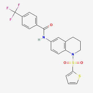molecular formula C21H17F3N2O3S2 B6568559 N-[1-(thiophene-2-sulfonyl)-1,2,3,4-tetrahydroquinolin-6-yl]-4-(trifluoromethyl)benzamide CAS No. 946260-27-1