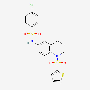 molecular formula C19H17ClN2O4S3 B6568566 4-chloro-N-[1-(thiophene-2-sulfonyl)-1,2,3,4-tetrahydroquinolin-6-yl]benzene-1-sulfonamide CAS No. 946346-44-7