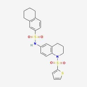 molecular formula C23H24N2O4S3 B6568570 N-[1-(thiophene-2-sulfonyl)-1,2,3,4-tetrahydroquinolin-6-yl]-5,6,7,8-tetrahydronaphthalene-2-sulfonamide CAS No. 946283-59-6