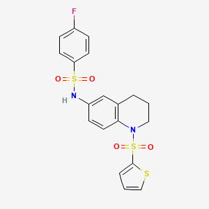 molecular formula C19H17FN2O4S3 B6568578 4-fluoro-N-[1-(thiophene-2-sulfonyl)-1,2,3,4-tetrahydroquinolin-6-yl]benzene-1-sulfonamide CAS No. 946295-93-8
