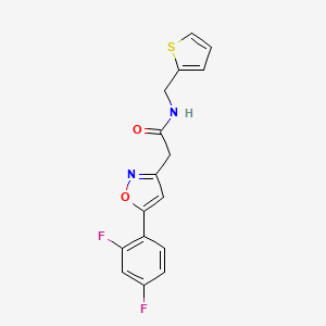 molecular formula C16H12F2N2O2S B6568587 2-[5-(2,4-difluorophenyl)-1,2-oxazol-3-yl]-N-[(thiophen-2-yl)methyl]acetamide CAS No. 1021212-15-6