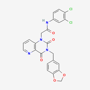molecular formula C23H16Cl2N4O5 B6568603 2-{3-[(2H-1,3-benzodioxol-5-yl)methyl]-2,4-dioxo-1H,2H,3H,4H-pyrido[3,2-d]pyrimidin-1-yl}-N-(3,4-dichlorophenyl)acetamide CAS No. 923195-19-1