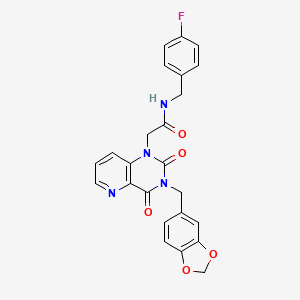 molecular formula C24H19FN4O5 B6568611 2-{3-[(2H-1,3-benzodioxol-5-yl)methyl]-2,4-dioxo-1H,2H,3H,4H-pyrido[3,2-d]pyrimidin-1-yl}-N-[(4-fluorophenyl)methyl]acetamide CAS No. 923191-94-0