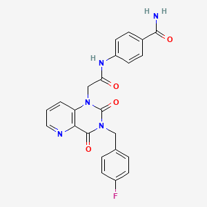 molecular formula C23H18FN5O4 B6568622 4-(2-{3-[(4-fluorophenyl)methyl]-2,4-dioxo-1H,2H,3H,4H-pyrido[3,2-d]pyrimidin-1-yl}acetamido)benzamide CAS No. 921548-18-7
