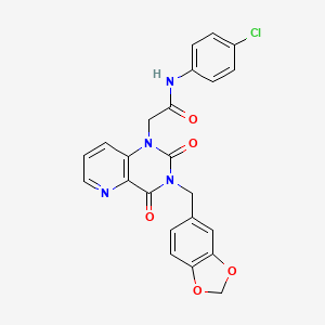 molecular formula C23H17ClN4O5 B6568630 2-{3-[(2H-1,3-benzodioxol-5-yl)methyl]-2,4-dioxo-1H,2H,3H,4H-pyrido[3,2-d]pyrimidin-1-yl}-N-(4-chlorophenyl)acetamide CAS No. 923122-52-5