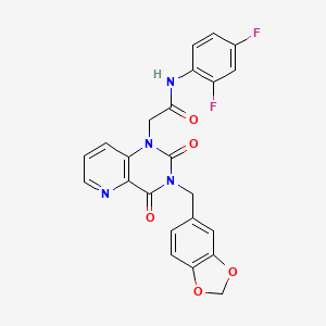 molecular formula C23H16F2N4O5 B6568632 2-{3-[(2H-1,3-benzodioxol-5-yl)methyl]-2,4-dioxo-1H,2H,3H,4H-pyrido[3,2-d]pyrimidin-1-yl}-N-(2,4-difluorophenyl)acetamide CAS No. 923194-54-1