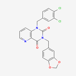 molecular formula C22H15Cl2N3O4 B6568643 3-[(2H-1,3-benzodioxol-5-yl)methyl]-1-[(3,4-dichlorophenyl)methyl]-1H,2H,3H,4H-pyrido[3,2-d]pyrimidine-2,4-dione CAS No. 923122-78-5