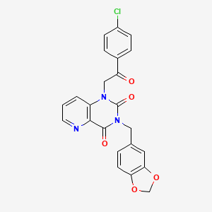 molecular formula C23H16ClN3O5 B6568650 3-[(2H-1,3-benzodioxol-5-yl)methyl]-1-[2-(4-chlorophenyl)-2-oxoethyl]-1H,2H,3H,4H-pyrido[3,2-d]pyrimidine-2,4-dione CAS No. 923193-91-3