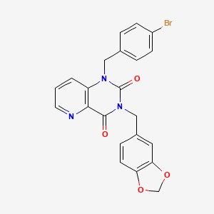 molecular formula C22H16BrN3O4 B6568658 3-[(2H-1,3-benzodioxol-5-yl)methyl]-1-[(4-bromophenyl)methyl]-1H,2H,3H,4H-pyrido[3,2-d]pyrimidine-2,4-dione CAS No. 923193-93-5