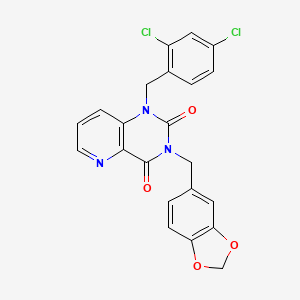 molecular formula C22H15Cl2N3O4 B6568663 3-[(2H-1,3-benzodioxol-5-yl)methyl]-1-[(2,4-dichlorophenyl)methyl]-1H,2H,3H,4H-pyrido[3,2-d]pyrimidine-2,4-dione CAS No. 923194-45-0