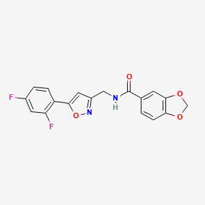 molecular formula C18H12F2N2O4 B6568686 N-{[5-(2,4-difluorophenyl)-1,2-oxazol-3-yl]methyl}-2H-1,3-benzodioxole-5-carboxamide CAS No. 1021264-64-1
