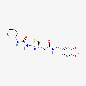 molecular formula C20H24N4O4S B6568691 N-[(2H-1,3-benzodioxol-5-yl)methyl]-2-{2-[(cyclohexylcarbamoyl)amino]-1,3-thiazol-4-yl}acetamide CAS No. 921470-43-1