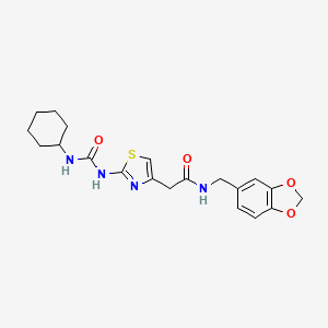 N-[(2H-1,3-benzodioxol-5-yl)methyl]-2-{2-[(cyclohexylcarbamoyl)amino]-1,3-thiazol-4-yl}acetamide