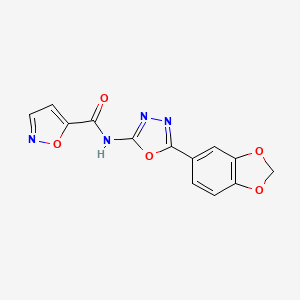 molecular formula C13H8N4O5 B6568715 N-[5-(2H-1,3-benzodioxol-5-yl)-1,3,4-oxadiazol-2-yl]-1,2-oxazole-5-carboxamide CAS No. 1021225-17-1