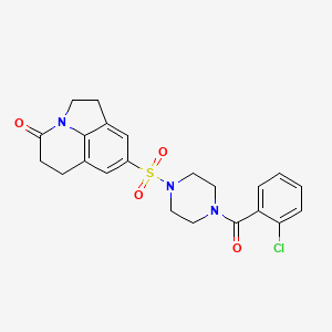 molecular formula C22H22ClN3O4S B6568727 6-{[4-(2-chlorobenzoyl)piperazin-1-yl]sulfonyl}-1-azatricyclo[6.3.1.0^{4,12}]dodeca-4(12),5,7-trien-11-one CAS No. 946310-52-7