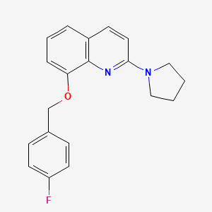 molecular formula C20H19FN2O B6568732 8-[(4-fluorophenyl)methoxy]-2-(pyrrolidin-1-yl)quinoline CAS No. 921538-65-0