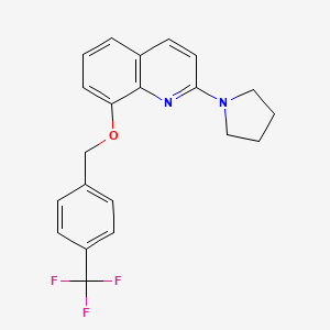 molecular formula C21H19F3N2O B6568734 2-(pyrrolidin-1-yl)-8-{[4-(trifluoromethyl)phenyl]methoxy}quinoline CAS No. 921853-51-2