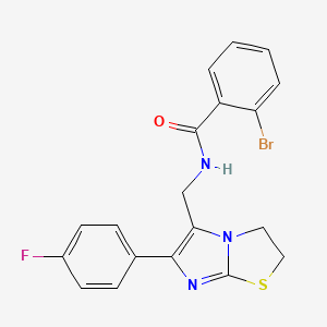 molecular formula C19H15BrFN3OS B6568748 2-bromo-N-{[6-(4-fluorophenyl)-2H,3H-imidazo[2,1-b][1,3]thiazol-5-yl]methyl}benzamide CAS No. 946353-30-6