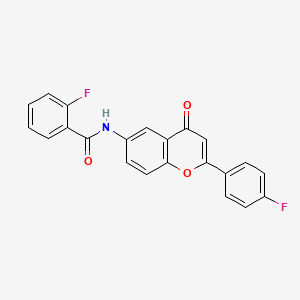 molecular formula C22H13F2NO3 B6568785 2-fluoro-N-[2-(4-fluorophenyl)-4-oxo-4H-chromen-6-yl]benzamide CAS No. 921784-97-6