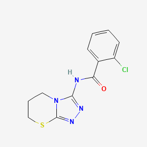 molecular formula C12H11ClN4OS B6568791 2-chloro-N-{5H,6H,7H-[1,2,4]triazolo[3,4-b][1,3]thiazin-3-yl}benzamide CAS No. 946222-50-0