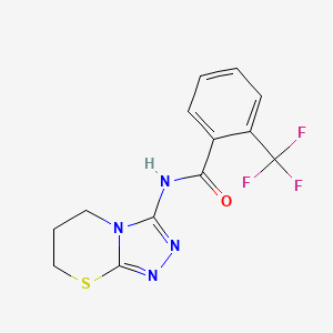 molecular formula C13H11F3N4OS B6568793 N-{5H,6H,7H-[1,2,4]triazolo[3,4-b][1,3]thiazin-3-yl}-2-(trifluoromethyl)benzamide CAS No. 946351-68-4