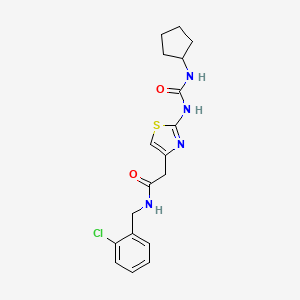 molecular formula C18H21ClN4O2S B6568808 N-[(2-chlorophenyl)methyl]-2-{2-[(cyclopentylcarbamoyl)amino]-1,3-thiazol-4-yl}acetamide CAS No. 921570-48-1