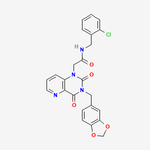 molecular formula C24H19ClN4O5 B6568811 2-{3-[(2H-1,3-benzodioxol-5-yl)methyl]-2,4-dioxo-1H,2H,3H,4H-pyrido[3,2-d]pyrimidin-1-yl}-N-[(2-chlorophenyl)methyl]acetamide CAS No. 923192-60-3