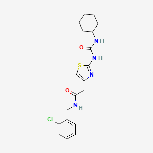 molecular formula C19H23ClN4O2S B6568817 N-[(2-chlorophenyl)methyl]-2-{2-[(cyclohexylcarbamoyl)amino]-1,3-thiazol-4-yl}acetamide CAS No. 923122-79-6