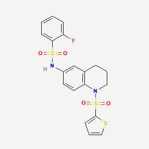 molecular formula C19H17FN2O4S3 B6568831 2-fluoro-N-[1-(thiophene-2-sulfonyl)-1,2,3,4-tetrahydroquinolin-6-yl]benzene-1-sulfonamide CAS No. 946240-67-1