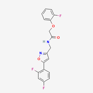 molecular formula C18H13F3N2O3 B6568863 N-{[5-(2,4-difluorophenyl)-1,2-oxazol-3-yl]methyl}-2-(2-fluorophenoxy)acetamide CAS No. 1021264-93-6