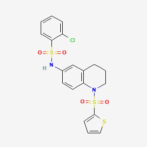 molecular formula C19H17ClN2O4S3 B6568873 2-chloro-N-[1-(thiophene-2-sulfonyl)-1,2,3,4-tetrahydroquinolin-6-yl]benzene-1-sulfonamide CAS No. 946346-48-1
