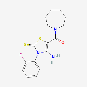 4-amino-5-(azepane-1-carbonyl)-3-(2-fluorophenyl)-2,3-dihydro-1,3-thiazole-2-thione