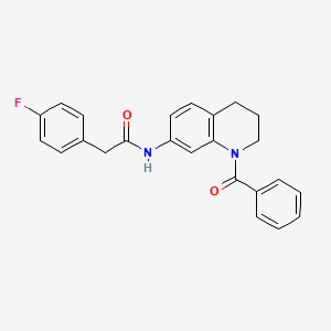 molecular formula C24H21FN2O2 B6568925 N-(1-benzoyl-1,2,3,4-tetrahydroquinolin-7-yl)-2-(4-fluorophenyl)acetamide CAS No. 946266-58-6