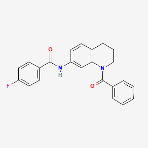 molecular formula C23H19FN2O2 B6568944 N-(1-benzoyl-1,2,3,4-tetrahydroquinolin-7-yl)-4-fluorobenzamide CAS No. 946368-48-5