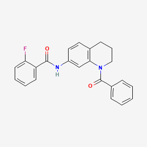 molecular formula C23H19FN2O2 B6568948 N-(1-benzoyl-1,2,3,4-tetrahydroquinolin-7-yl)-2-fluorobenzamide CAS No. 946219-12-1