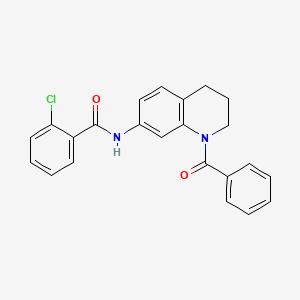 molecular formula C23H19ClN2O2 B6568964 N-(1-benzoyl-1,2,3,4-tetrahydroquinolin-7-yl)-2-chlorobenzamide CAS No. 946219-24-5