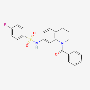 molecular formula C22H19FN2O3S B6568983 N-(1-benzoyl-1,2,3,4-tetrahydroquinolin-7-yl)-4-fluorobenzene-1-sulfonamide CAS No. 946289-98-1