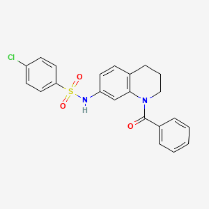 molecular formula C22H19ClN2O3S B6568985 N-(1-benzoyl-1,2,3,4-tetrahydroquinolin-7-yl)-4-chlorobenzene-1-sulfonamide CAS No. 946322-63-0