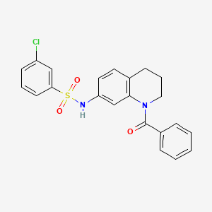 molecular formula C22H19ClN2O3S B6569004 N-(1-benzoyl-1,2,3,4-tetrahydroquinolin-7-yl)-3-chlorobenzene-1-sulfonamide CAS No. 946289-94-7