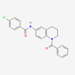 molecular formula C23H19ClN2O2 B6569060 N-(1-benzoyl-1,2,3,4-tetrahydroquinolin-6-yl)-4-chlorobenzamide CAS No. 946318-26-9