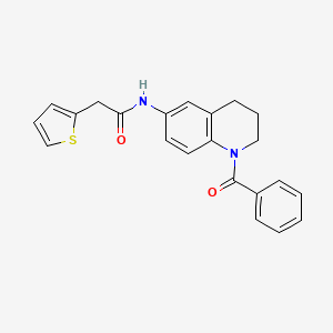 molecular formula C22H20N2O2S B6569073 N-(1-benzoyl-1,2,3,4-tetrahydroquinolin-6-yl)-2-(thiophen-2-yl)acetamide CAS No. 946367-93-7