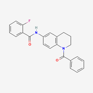 molecular formula C23H19FN2O2 B6569076 N-(1-benzoyl-1,2,3,4-tetrahydroquinolin-6-yl)-2-fluorobenzamide CAS No. 946318-38-3