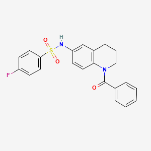 molecular formula C22H19FN2O3S B6569110 N-(1-benzoyl-1,2,3,4-tetrahydroquinolin-6-yl)-4-fluorobenzene-1-sulfonamide CAS No. 946258-73-7