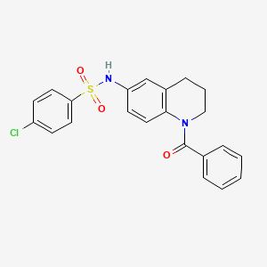 molecular formula C22H19ClN2O3S B6569119 N-(1-benzoyl-1,2,3,4-tetrahydroquinolin-6-yl)-4-chlorobenzene-1-sulfonamide CAS No. 946334-11-8